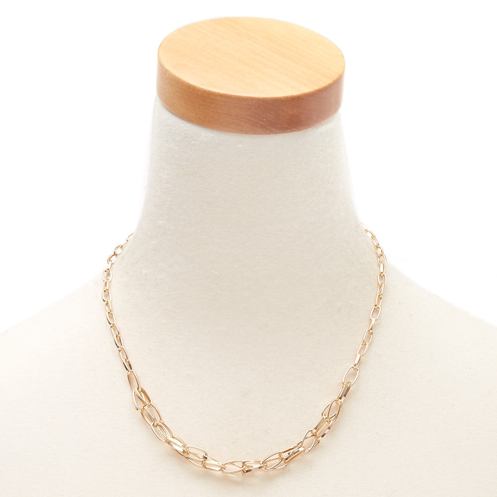 Gold Double Link Statement Necklace,