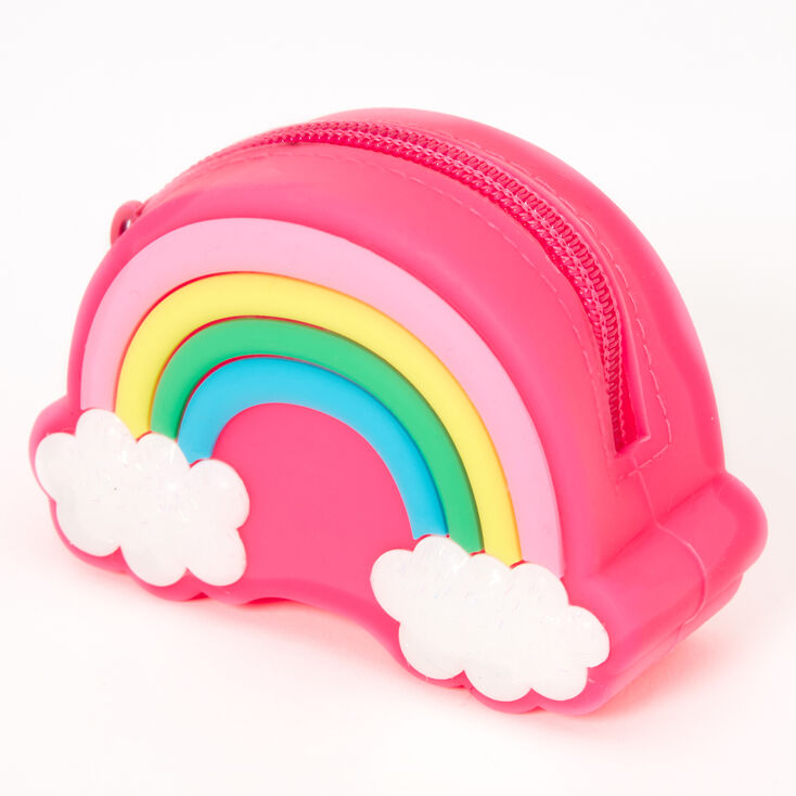 Claire's Porte-monnaie en silicone arc-en-ciel - Rose