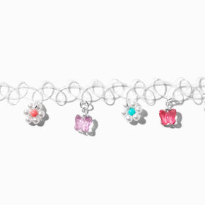 Butterflies &amp; Flowers Tattoo Choker Necklace,