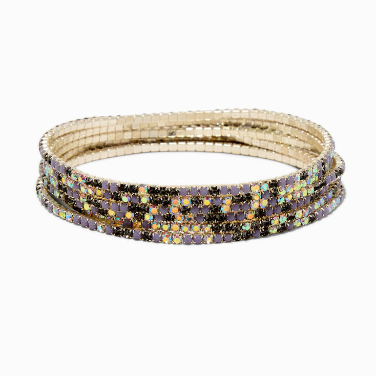 Bracelets &eacute;lastiques strass iridescents opalescents - Lot de 6,