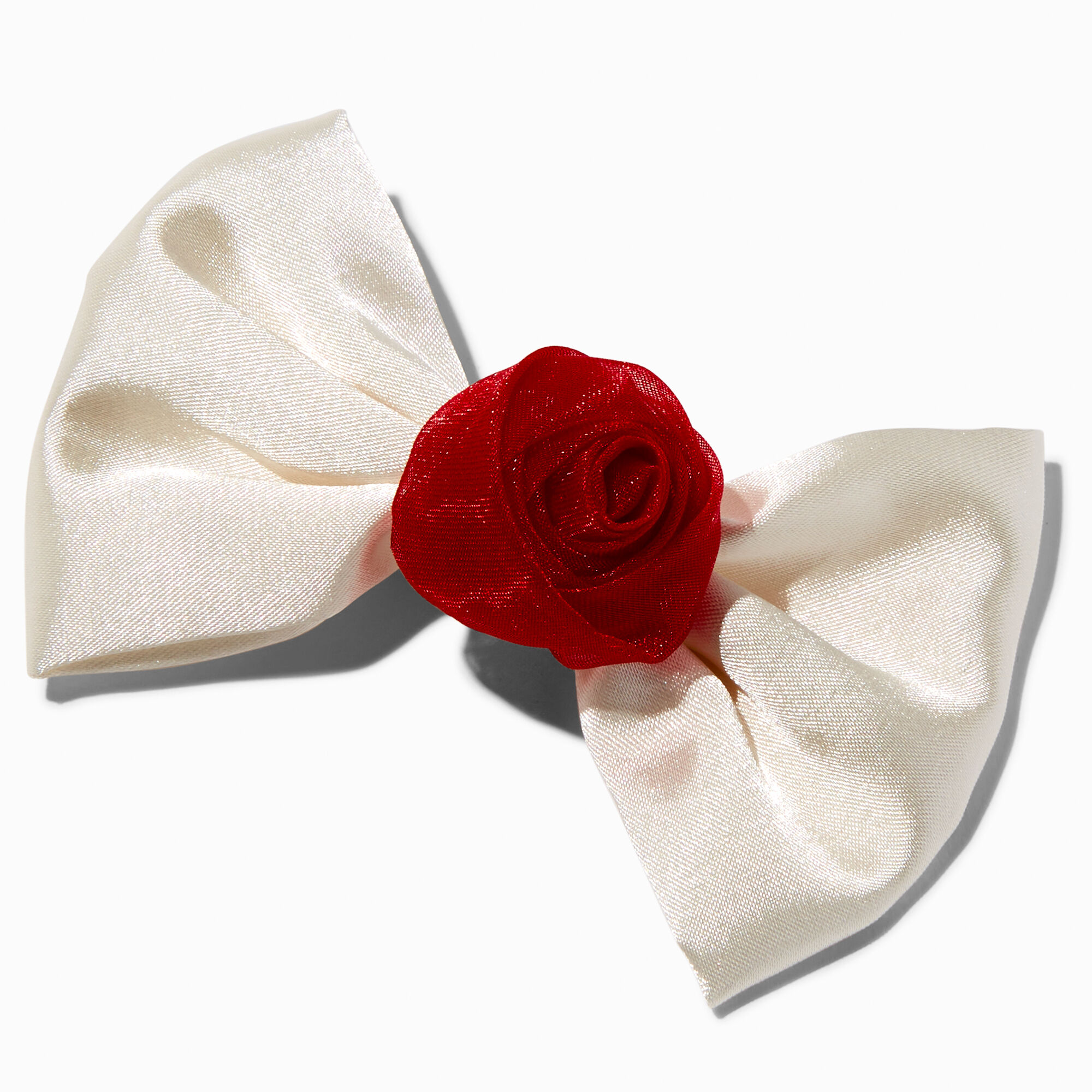 Claire's Club Red Rose White Holiday Hair Bow Clip,