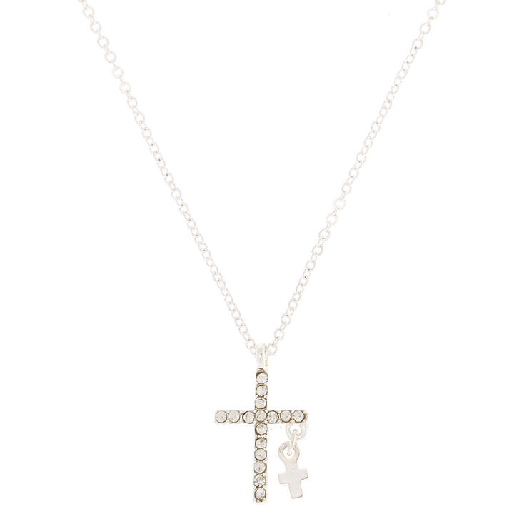 Silver-tone Cross Pendant Necklace,