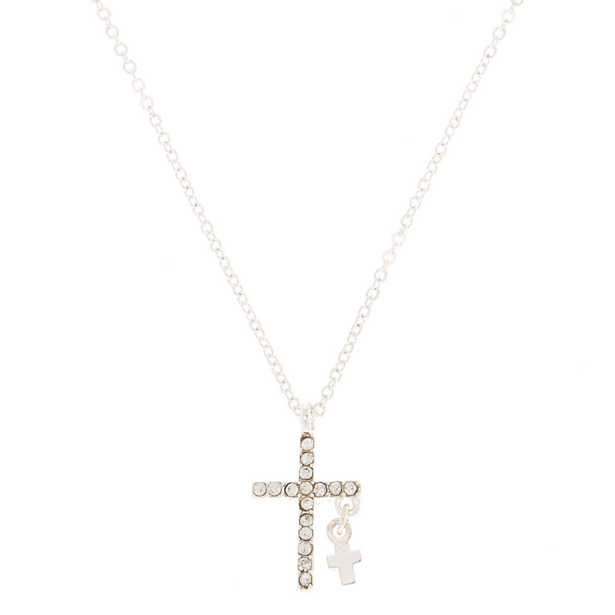 View Claires Tone Cross Pendant Necklace Silver information