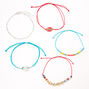 Rainbow Love Cowrie Shell Adjustable Bracelets - 5 Pack,