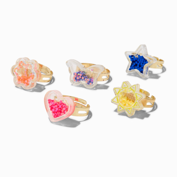 Claire&#39;s Club Rainbow Shaker Mixed Rings - 5 Pack,