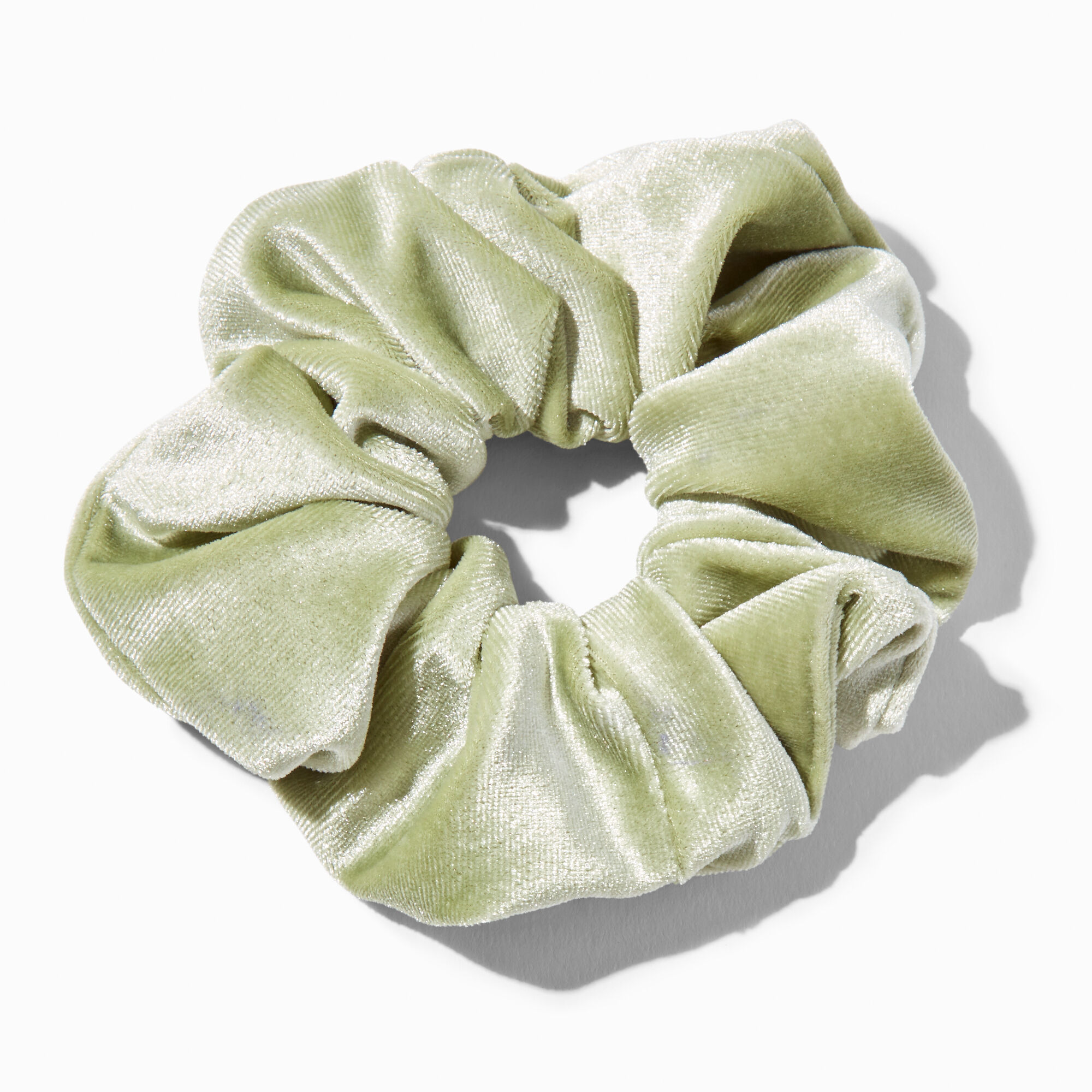 View Claires Sage Medium Velvet Hair Scrunchie Green information