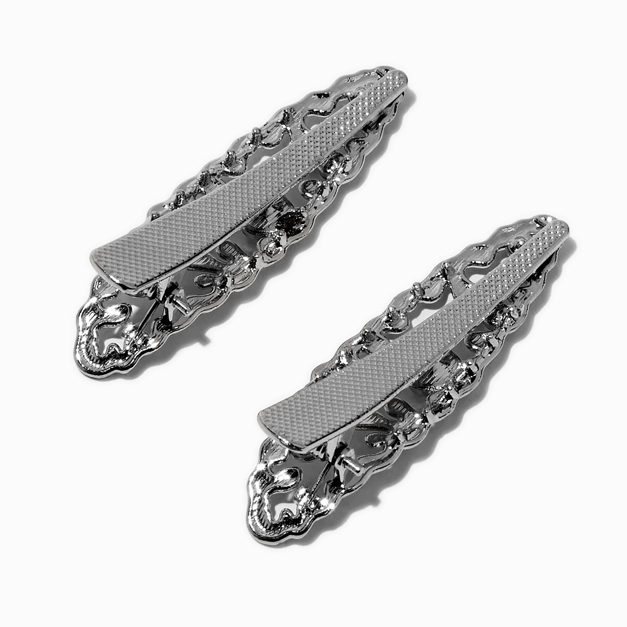Iridescent Drip Heart Hair Clips - 2 Pack ,