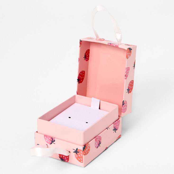Pink Strawberry Print Earring Gift Box,