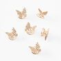 Gold Butterfly Rhinestone Hair Spinners - 6 Pack,