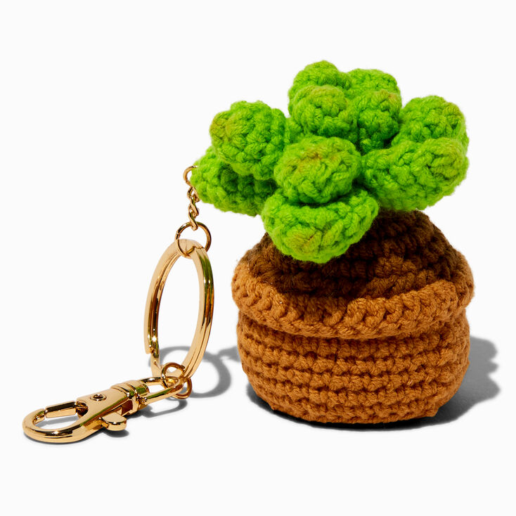 Crocheted Succulent Plant Keychain
