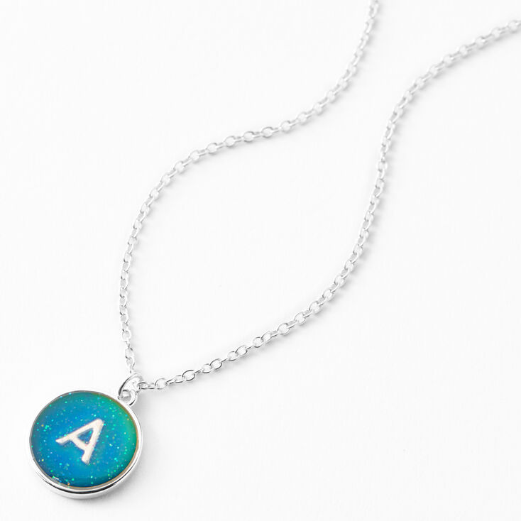 Silver Initial Mood Pendant Necklace - A,