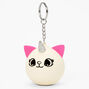 Pink &amp; White Caticorn Stress Ball Keychain,