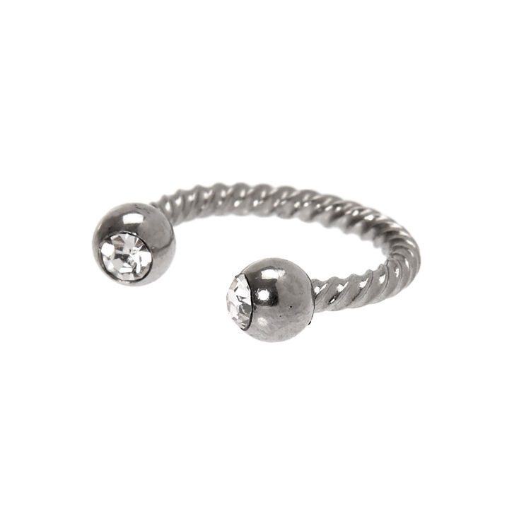 Claire's Piercing tragus fer à cheval pierre torsadé 16 g couleur argenté