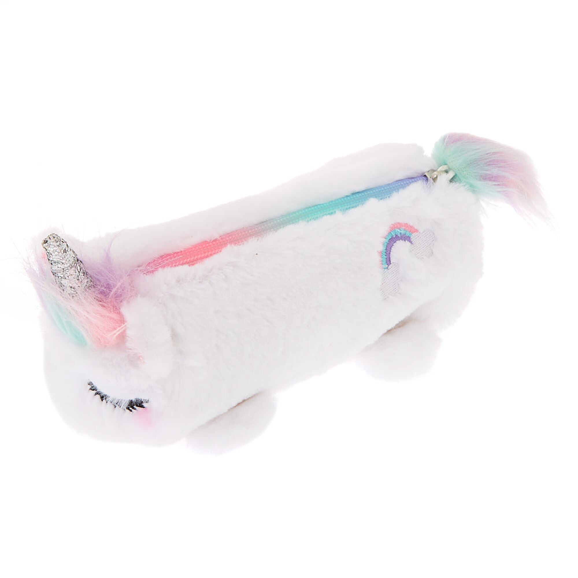 Rainbow Unicorn Plush Pencil Case White Claire S Us