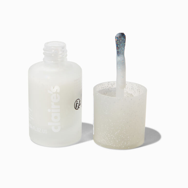Matte Effect Vegan Nail Polish - White Glitter,