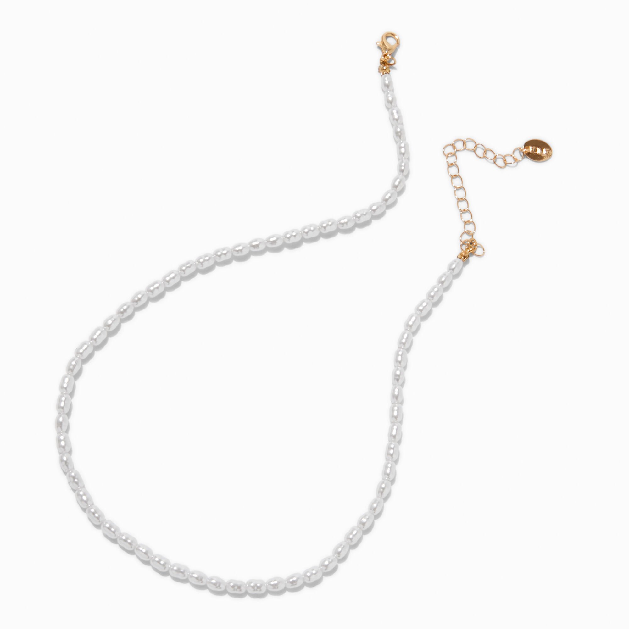 White Pearl Choker Necklace,
