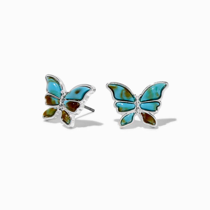 Clous d&#39;oreilles papillon cowgirl couleur argent&eacute;e,