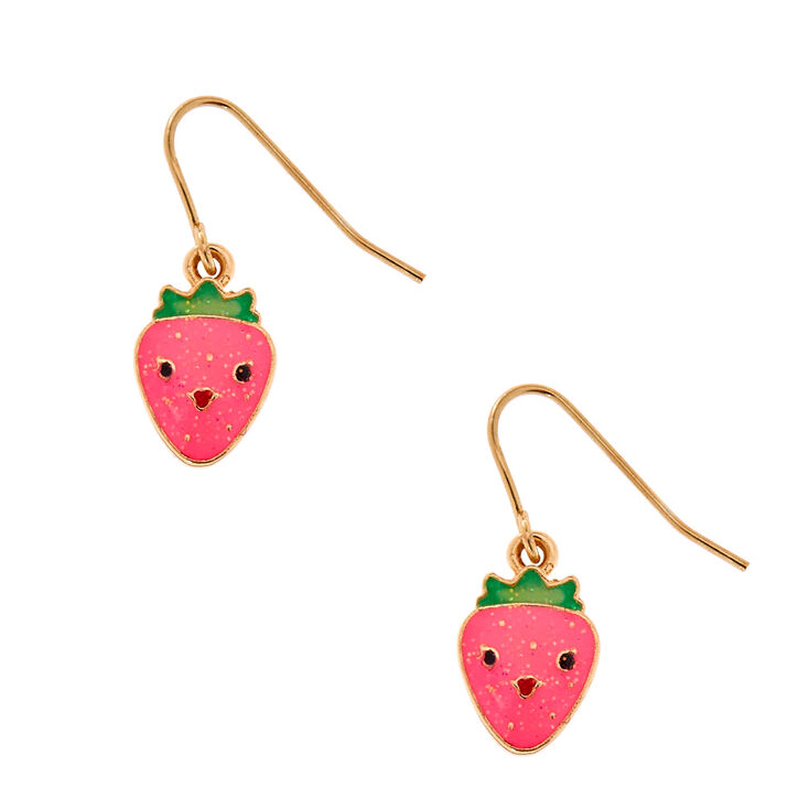Happy Strawberry Drop Earrings | Claire's US