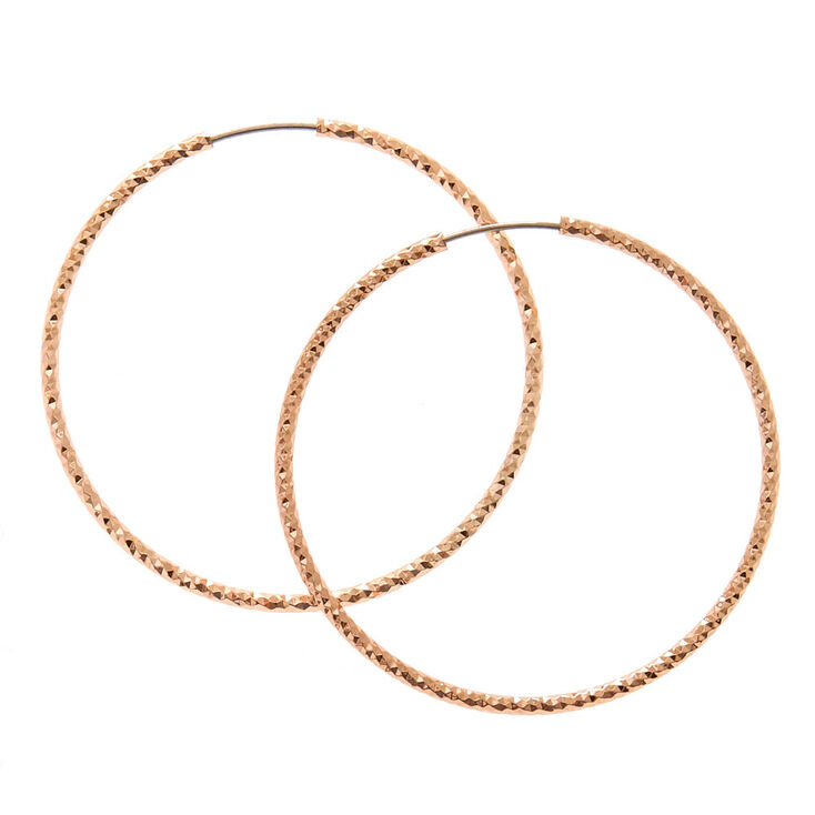 Rose Gold 40MM Textured Hoop Earrings,