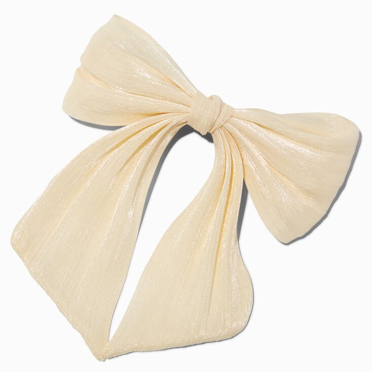 Ivory Organza Hair Bow Clip,