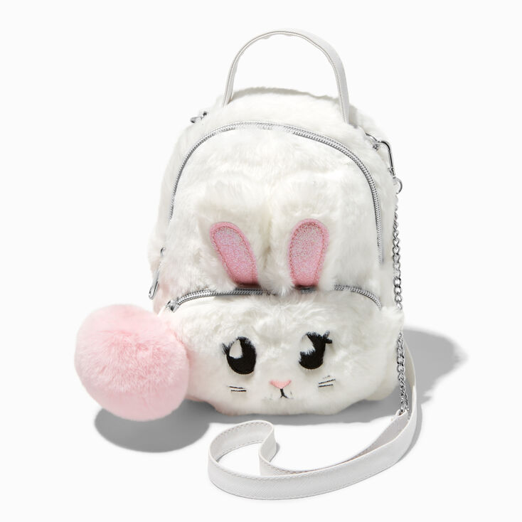 White Bunny Furry Mini Crossbody Backpack,