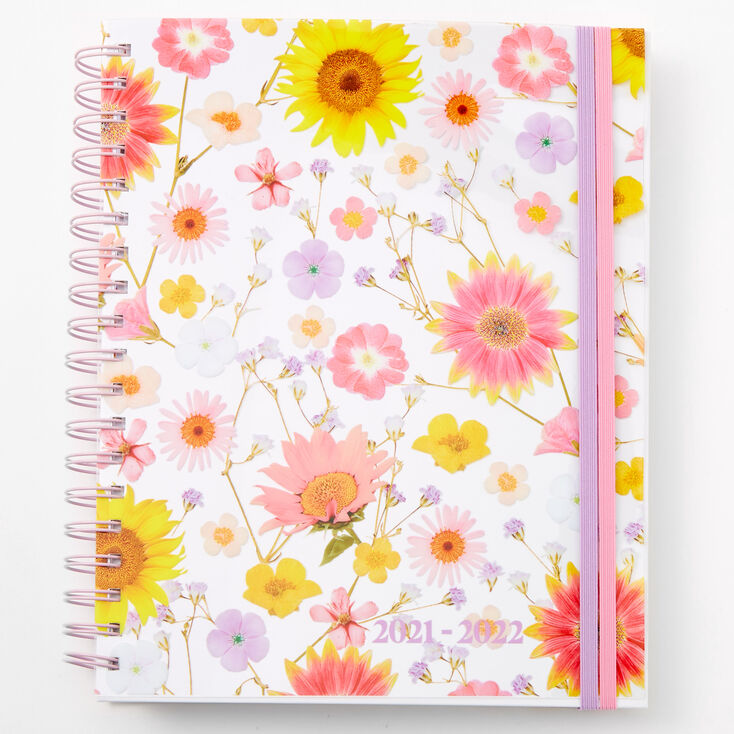 Pink, Purple &amp; Yellow Pressed Flower 2021-2022 Planner,