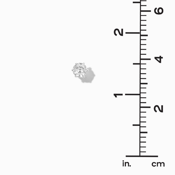 Silver-tone Cubic Zirconia 6mm Round Stud Earrings,