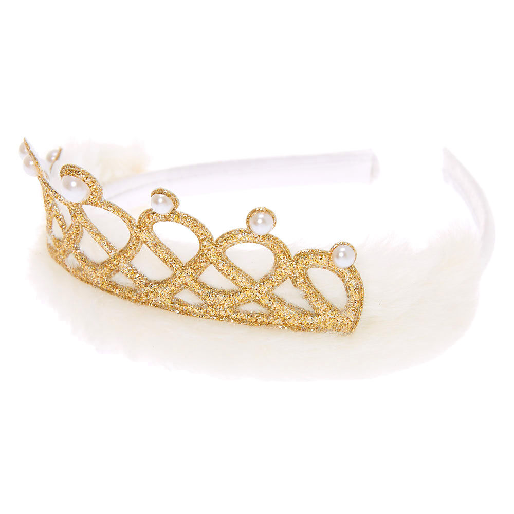 Claire's Club Tiara Headband - White,