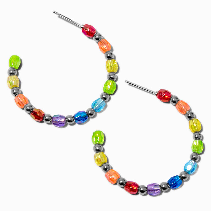 Cr&eacute;oles perl&eacute;es couleur argent&eacute;e et arc-en-ciel,