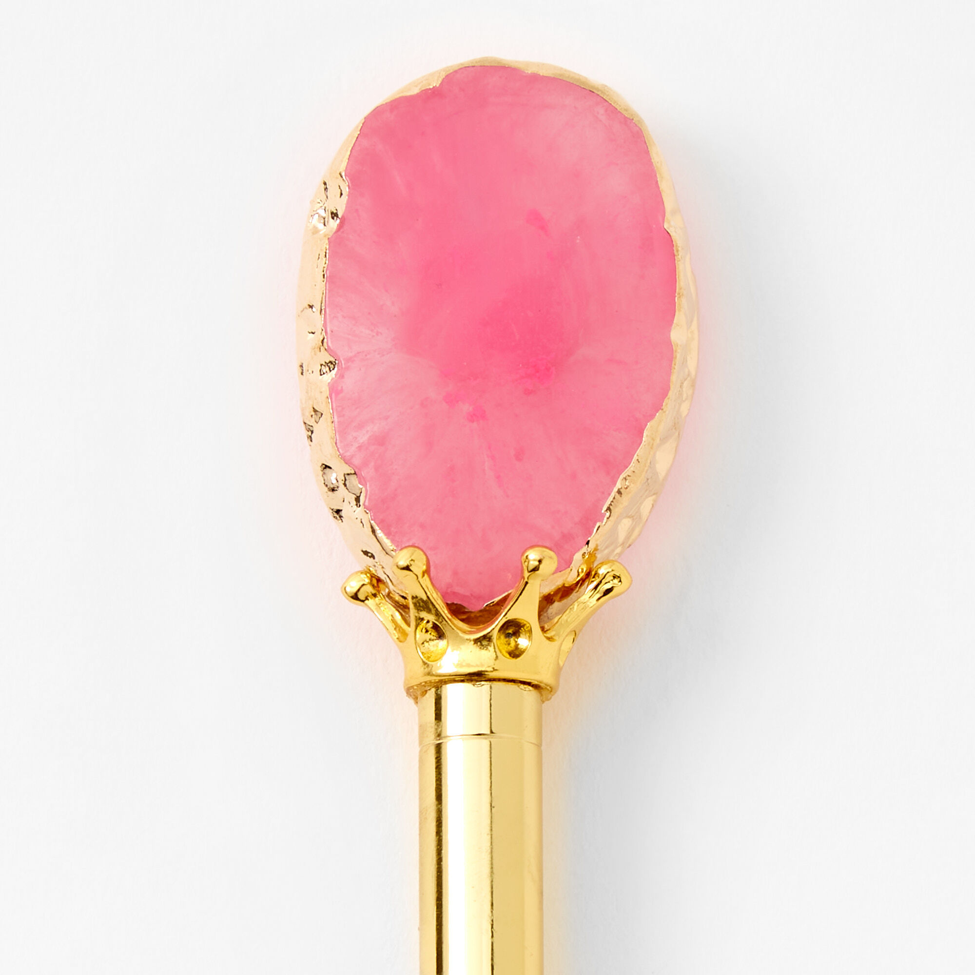 Stylo à embout géode rose - Couleur dorée,
