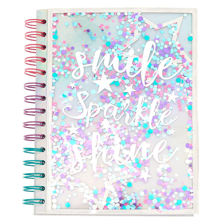 Smile Sparkle Shine Shaker Sequin Diary - Silver,