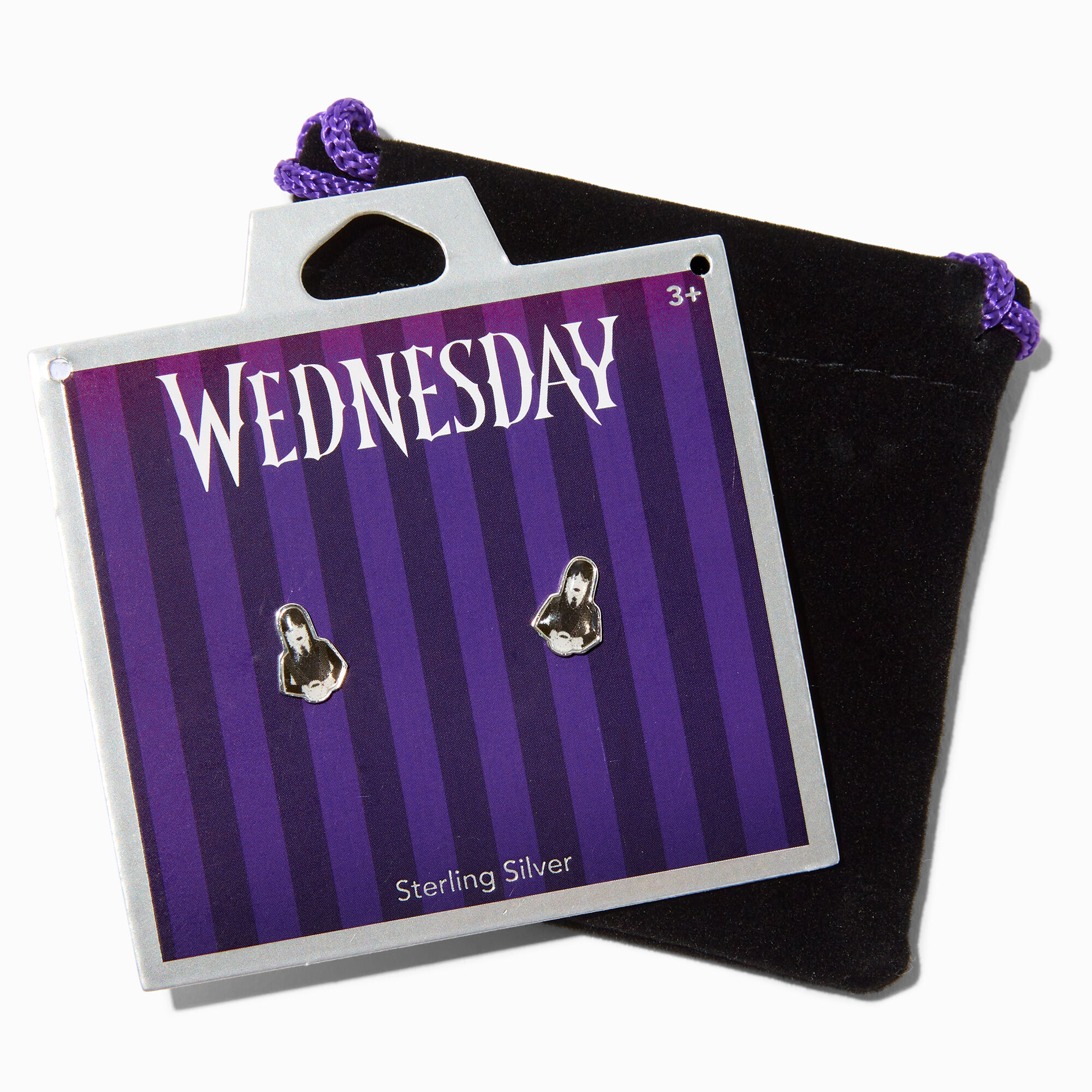 Wednesday Sterling Silver Stud Earrings Claire s US