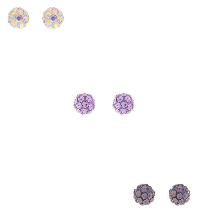 Claire's Lot de 3 paires de clous d'oreille divers avec boule de feu couleur argenté