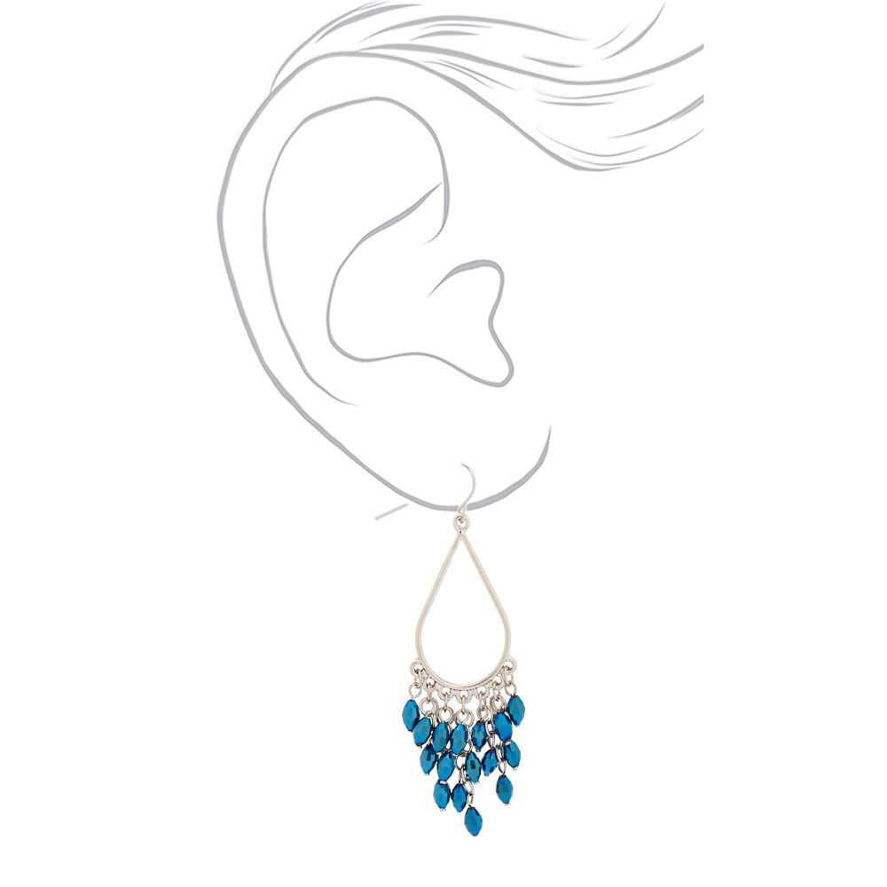 2.5" Beaded Chandelier Drop Earrings - Blue,