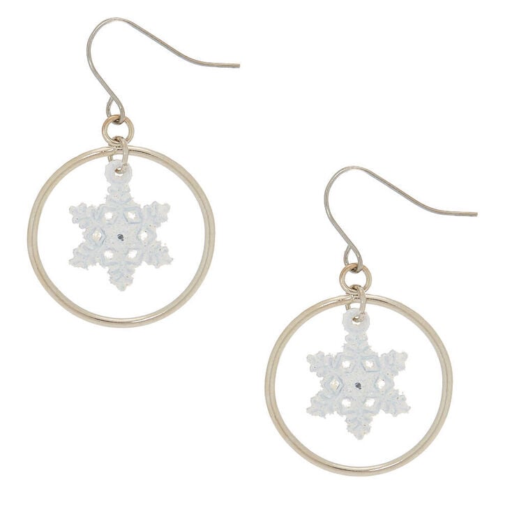 Claire's Pendantes créoles flocons de neige blancs 2,5 cm