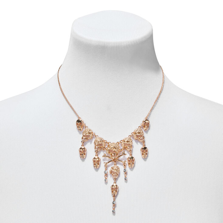 Pirate Skulls Gold Pendant Necklace,