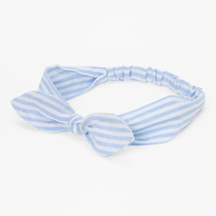 Blue Striped Knotted Bow Headwrap | Claire's
