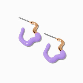 Purple Drippy Gold-tone Hoop Earrings,
