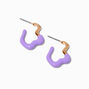 Purple Drippy Gold-tone Hoop Earrings,