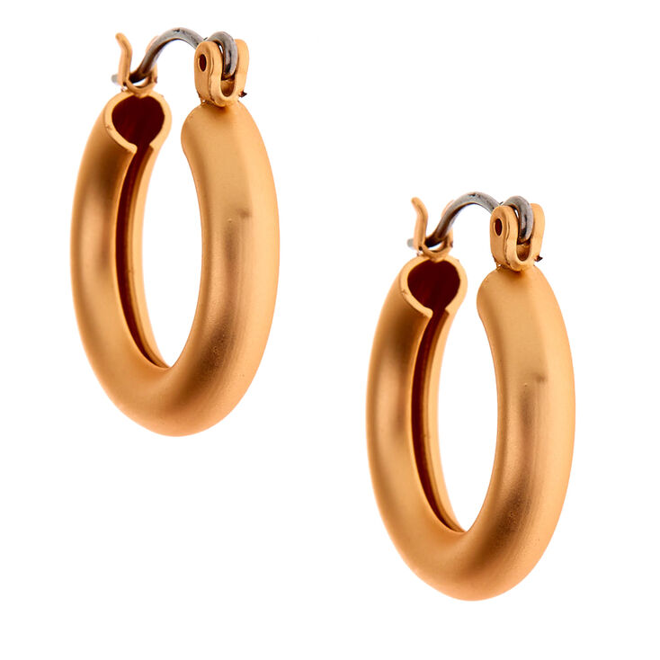 Gold 20MM Matte Tube Hoop Earrings,