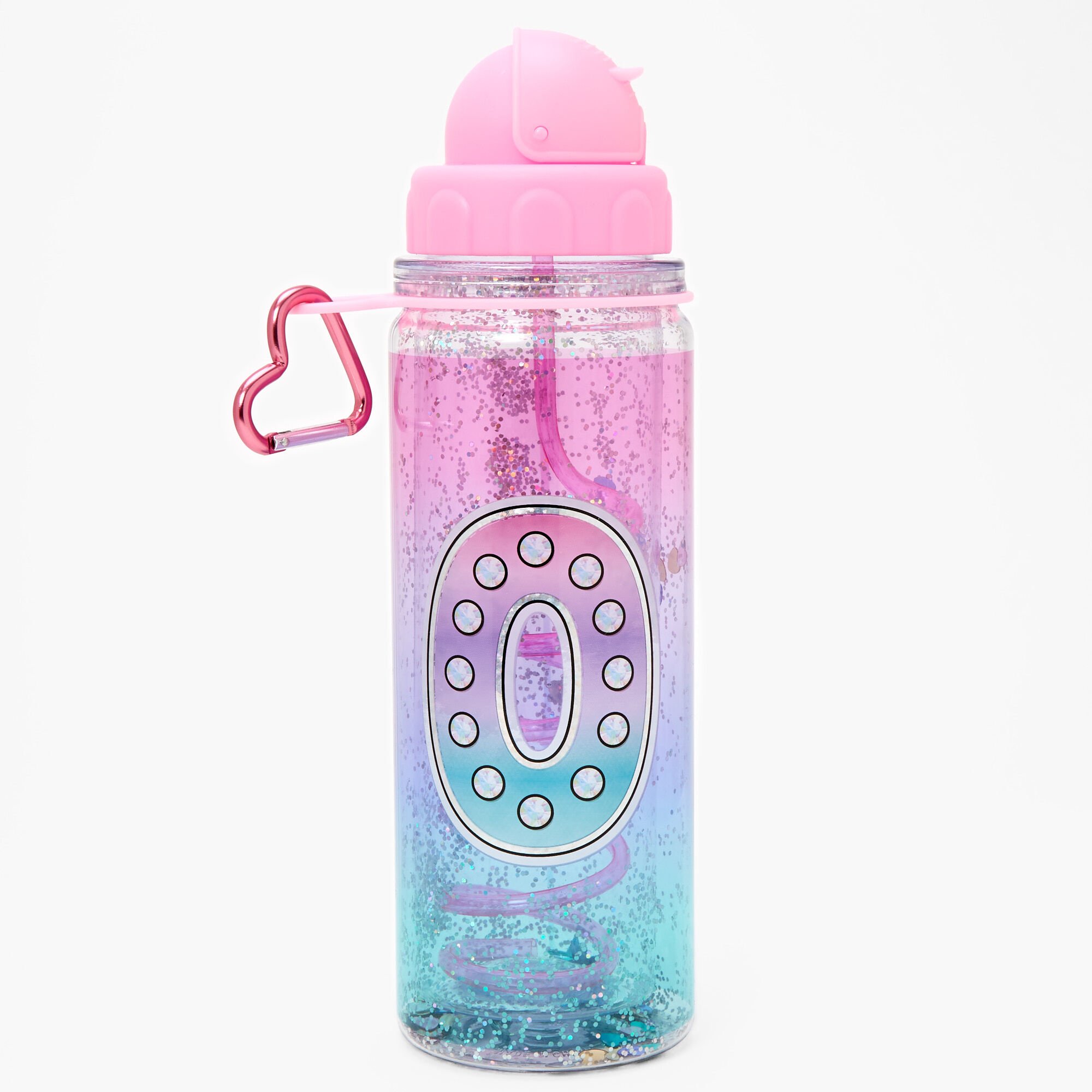 Initial Water Bottle - Pink, O,