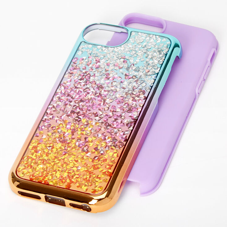 ombre chunky glitter protective phone case fits iphone 6 7 8 se