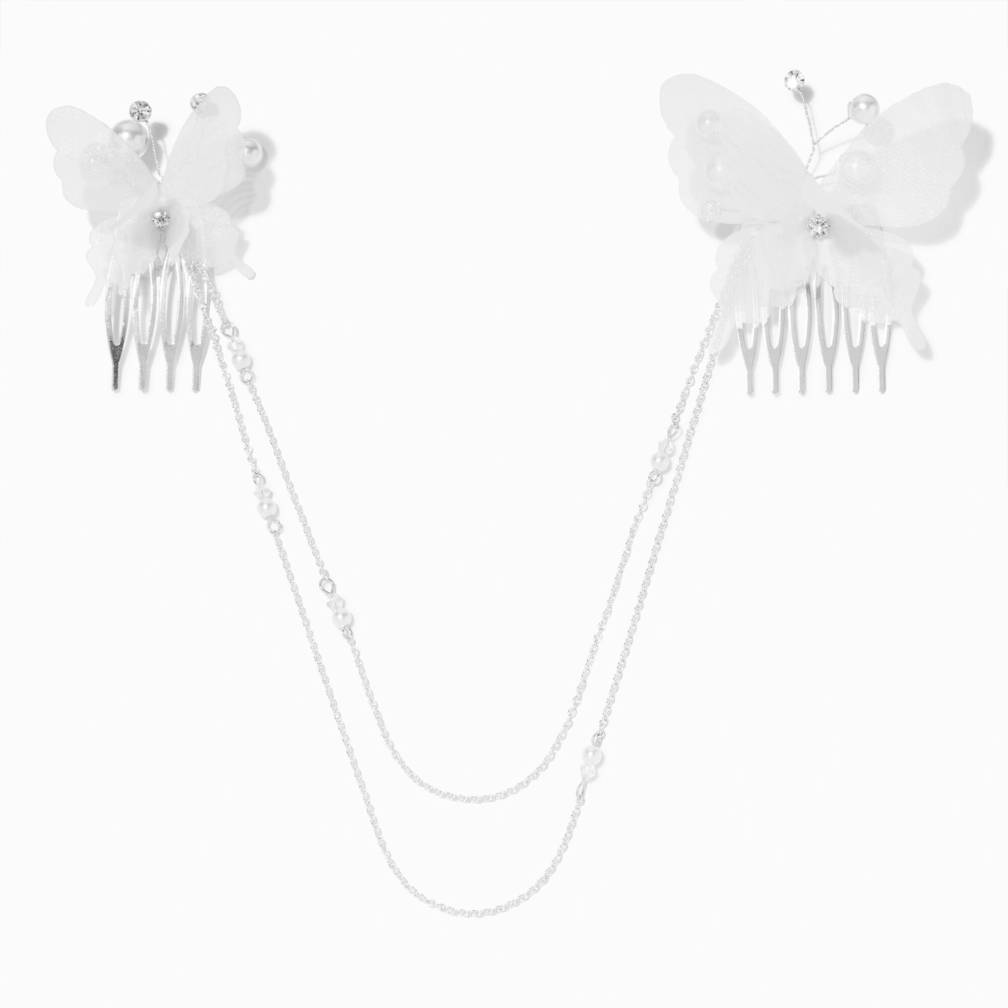 View Claires Whimsical Butterfly Connector Hair Combs 2 Pack Silver information
