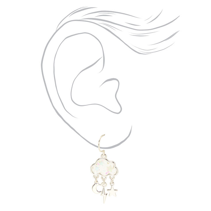 Silver 0.5&#39;&#39; Glow In The Dark Cloud Drop Earrings,