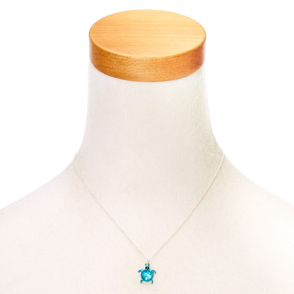 Turtle Pendant Necklace - Blue,