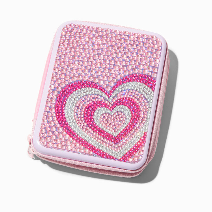 Pink Heart Bling Makeup Tin,