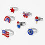 Partiotic Icons Glittery Adjustable Rings - 7 Pack,