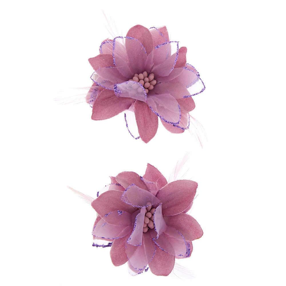 Glitter Lilly Flower Hair Clips 2 Pack