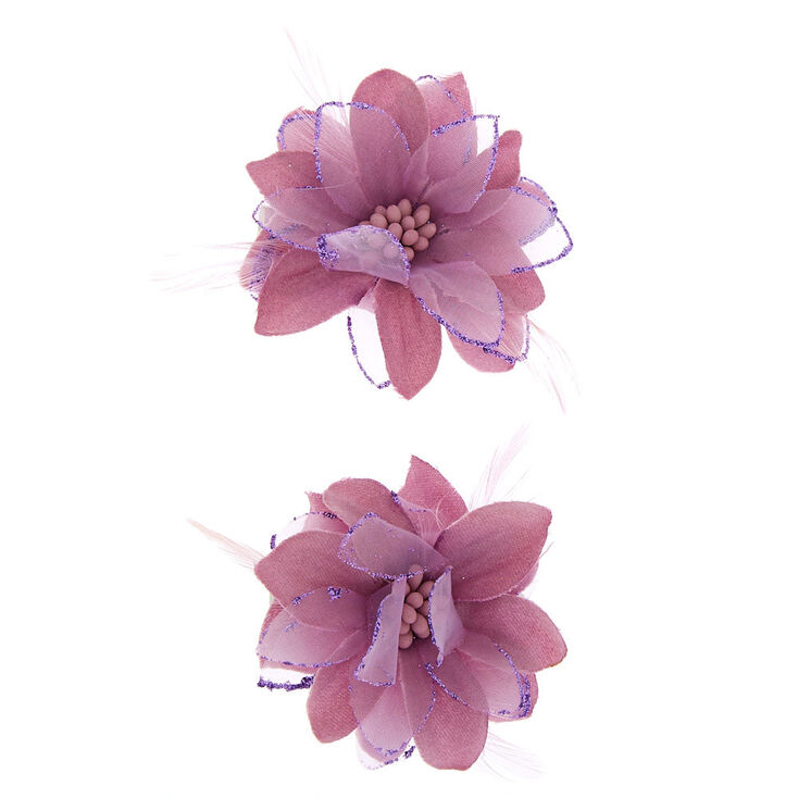 Glitter Lilly Flower Hair Clips - 2 Pack,