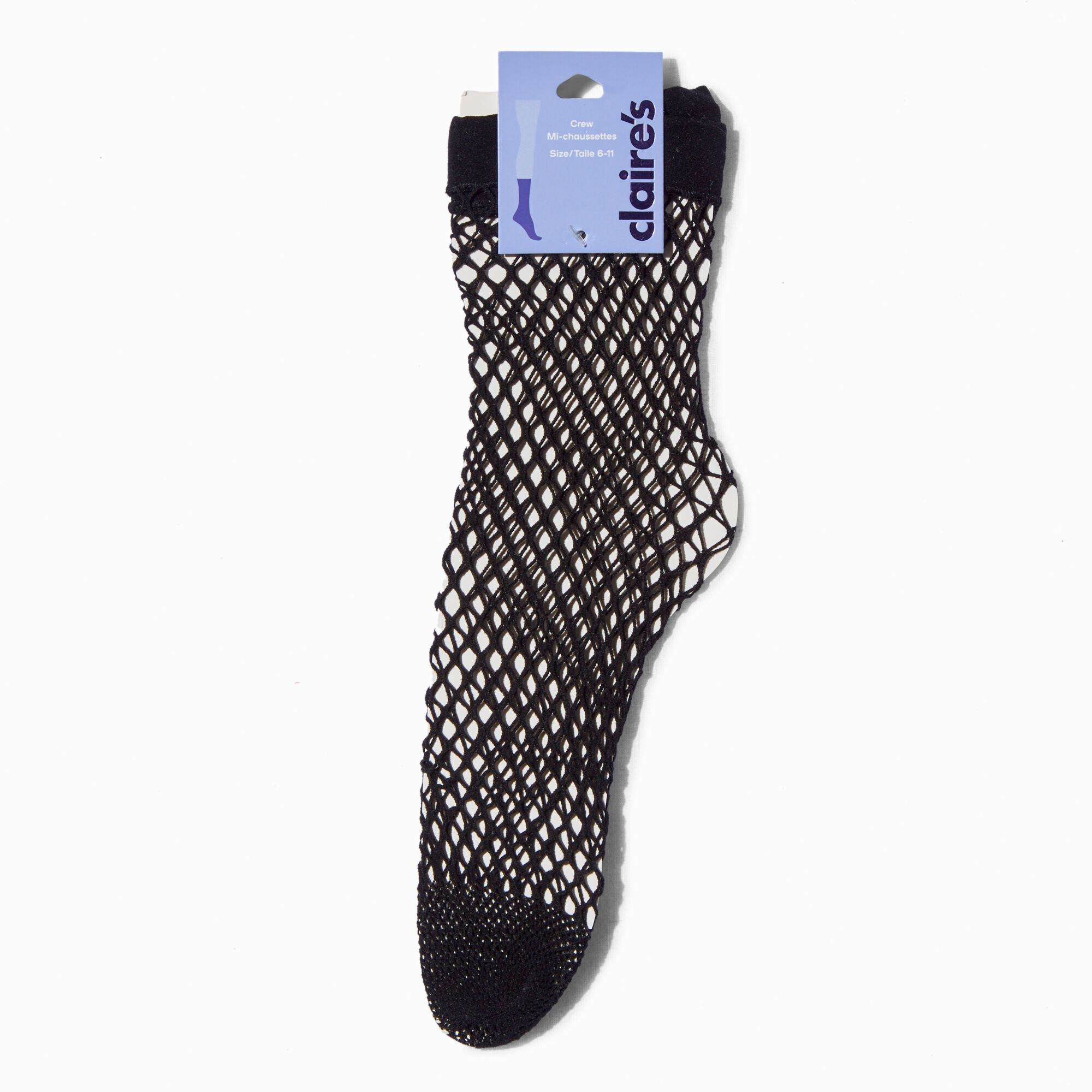 View Claires Fishnet Crew Socks Black information